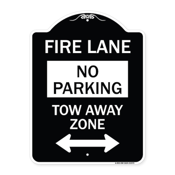 Signmission Fire Lane Tow-Away Zone W/ Bidirectional Arrow Heavy-Gauge Aluminum Sign, 24" x 18", BW-1824-23979 A-DES-BW-1824-23979 - main